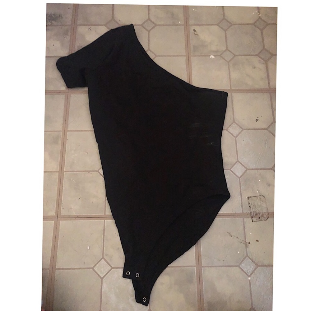 Black one sleeve body suit